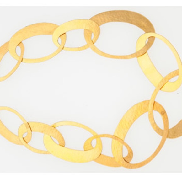 Herve Van Der Straeten Hammered Links Gold Plated Brass Necklace - Picture 2 of 7